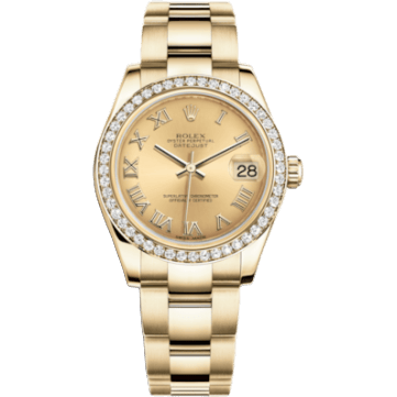 Rolex Datejust 31 Yellow Gold Diamond / Oyster / Champagne Roman 178288-0077