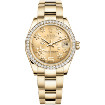 Rolex Datejust 31 Yellow Gold Diamond / Oyster / Champagne Floral 178288-0086