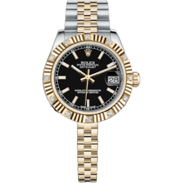 Rolex Datejust 31 Rolesor Yellow Fluted Diamond / Jubilee / Black 178313-0001