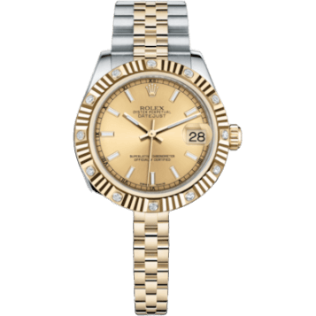 Rolex Datejust 31 Rolesor Yellow Fluted Diamond / Jubilee / Champagne 178313-0006