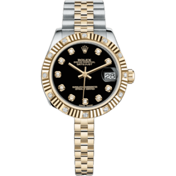 Rolex Datejust 31 Rolesor Yellow Fluted Diamond / Jubilee / Black Diamond 178313-0021