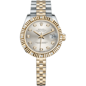 Rolex Datejust 31 Rolesor Yellow Fluted Diamond / Jubilee / Silver Diamond 178313-0027
