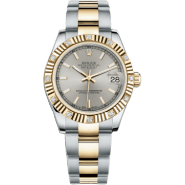Rolex Datejust 31 Rolesor Yellow Fluted Diamond / Oyster / Silver 178313-0038