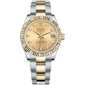 Rolex Datejust 31 Rolesor Fluted Diamond / Oyster / Champagne Diamond 178313-0041