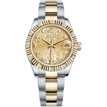 Rolex Datejust 31 Rolesor Yellow Fluted Diamond / Oyster / Champagne Computer 178313-0056