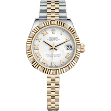 Rolex Datejust 31 Rolesor Yellow Fluted Diamond / Jubilee / White Roman 178313-0062