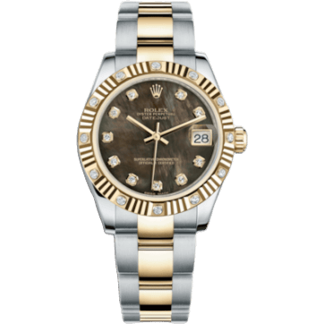 Rolex Datejust 31 Rolesor Yellow Fluted Diamond / Oyster / Black MOP 178313-0064