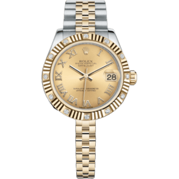 Rolex Datejust 31 Rolesor Yellow Fluted Diamond / Jubilee / Champagne Roman 178313-0072