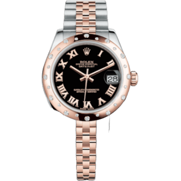 Datejust 31 Rolesor Everose Domed Diamond / Jubilee / Black Roman
