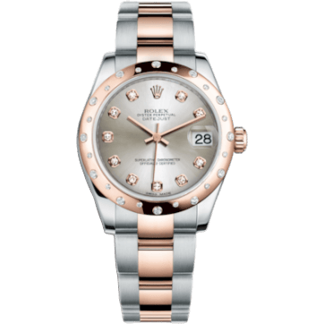 Datejust 31 Rolesor Everose Domed Diamond / Oyster / Silver Diamond