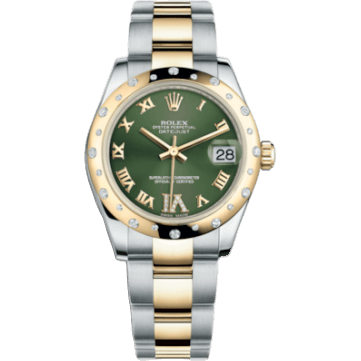 Rolex Datejust 31 Rolesor Yellow Domed Diamond / Oyster / Olive Green Roman 178343-0001