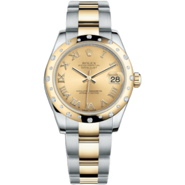 Rolex Datejust 31 Rolesor Yellow Domed Diamond / Oyster / Champagne Roman 178343-0005