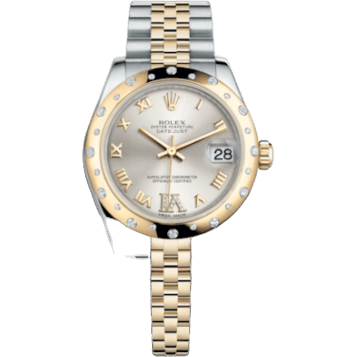 Rolex Datejust 31 Rolesor Yellow Domed Diamond / Jubilee / Silver Roman 178343-0012