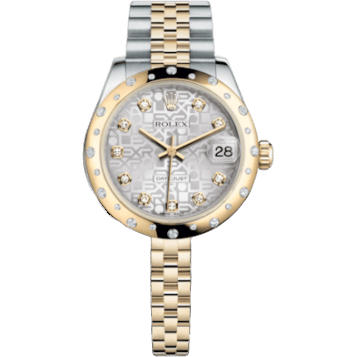Rolex Datejust 31 Rolesor Yellow Domed Diamond / Jubilee / Silver Computer 178343-0025
