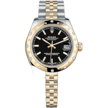 Rolex Datejust 31 Rolesor Yellow Domed Diamond / Jubilee / Black 178343-0031
