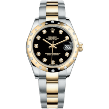 Rolex Datejust 31 Rolesor Yellow Domed Diamond / Oyster / Black Diamond 178343-0039