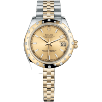 Rolex Datejust 31 Rolesor Yellow Domed Diamond / Jubilee / Champagne 178343-0050