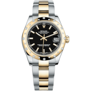 Rolex Datejust 31 Rolesor Yellow Domed Diamond / Oyster / Black 178343-0059