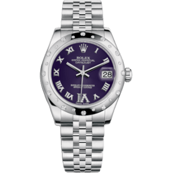 Rolex Datejust 31 Stainless Steel Domed Diamond / Jubilee / Purple - Roman 178344-0002