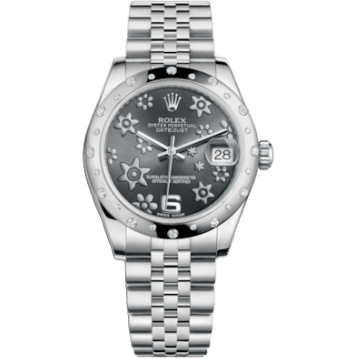 Rolex Datejust 31 Stainless Steel Domed Diamond / Jubilee / Dark Rhodium Floral 178344-0003