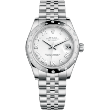 Rolex Datejust 31 Stainless Steel Domed Diamond / Jubilee / White Roman 178344-0005
