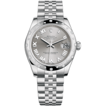 Rolex Datejust 31 Stainless Steel Domed Diamond / Jubilee / Rhodium - Roman 178344-0010