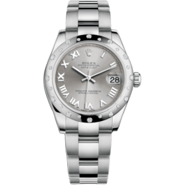 Rolex Datejust 31 Stainless Steel Domed Diamond / Oyster / Rhodium - Roman 178344-0011
