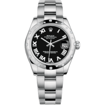 Rolex Datejust 31 Stainless Steel Domed Diamond / Oyster / Black - Roman 178344-0013