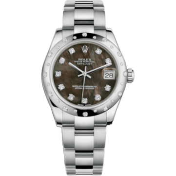Rolex Datejust 31 Stainless Steel Domed Diamond / Oyster / Black MOP 178344-0015