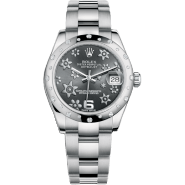 Rolex Datejust 31 Stainless Steel Domed Diamond / Oyster / Dark Rhodium Floral 178344-0025