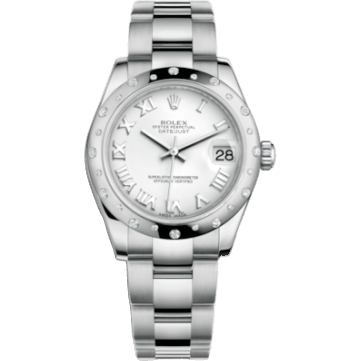 Rolex Datejust 31 Stainless Steel Domed Diamond / Oyster / White - Roman 178344-0028