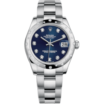 Rolex Datejust 31 Stainless Steel Domed Diamond / Oyster / Blue - Diamond 178344-0029