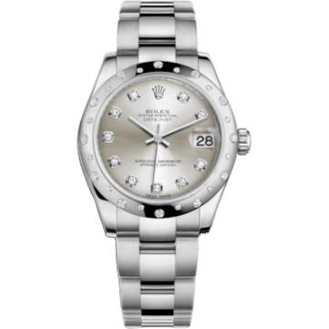 Rolex Datejust 31 Stainless Steel Domed Diamond / Oyster / Silver - Diamond 178344-0032