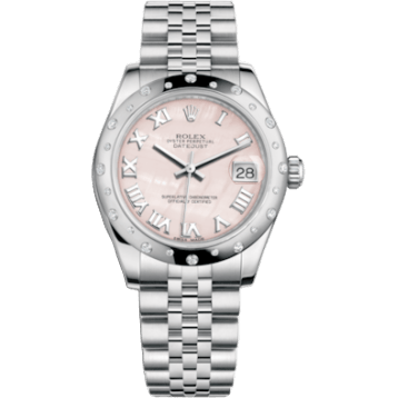 Rolex Datejust 31 Stainless Steel Domed Diamond / Jubilee / Pink MOP - Roman 178344-0033