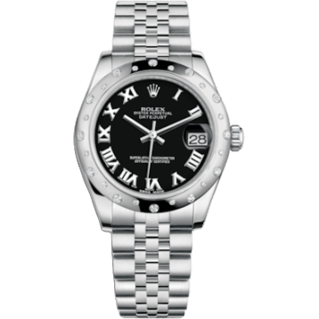 Rolex Datejust 31 Stainless Steel Domed Diamond / Jubilee / Black - Roman 178344-0034