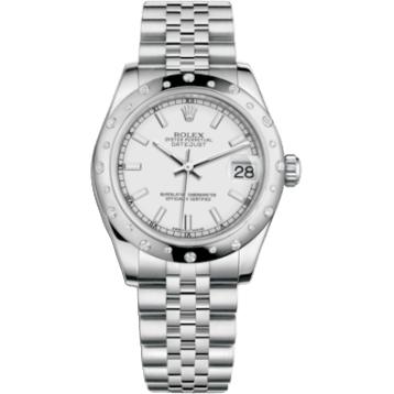 Rolex Datejust 31 Stainless Steel Domed Diamond / Jubilee / White 178344-0045