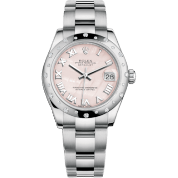 Rolex Datejust 31 Stainless Steel Domed Diamond / Oyster / Pink MOP - Roman 178344-0048