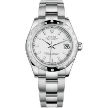 Rolex Datejust 31 Stainless Steel Domed Diamond / Oyster / White 178344-0051