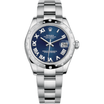 Rolex Datejust 31 Stainless Steel Domed Diamond / Oyster / Blue - Roman 178344-0053