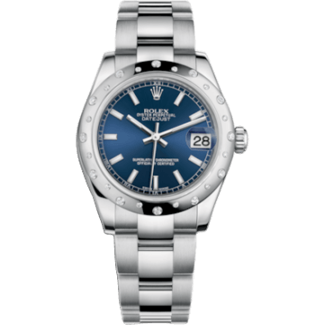 Rolex Datejust 31 Stainless Steel Domed Diamond / Oyster / Blue 178344-0054
