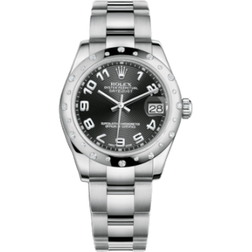 Rolex Datejust 31 Stainless Steel Domed Diamond / Oyster / Black - Arabic 178344-0058