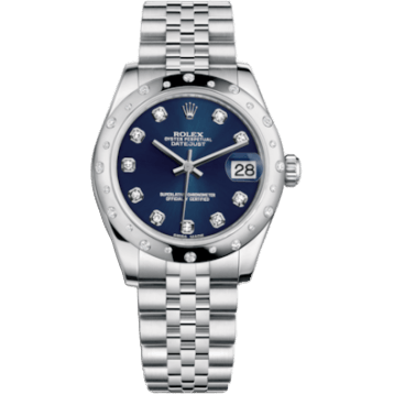 Rolex Datejust 31 Stainless Steel Domed Diamond / Jubilee / Blue - Diamond 178344-0061