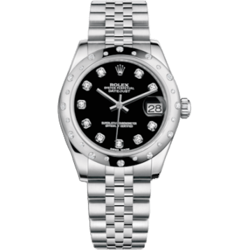 Rolex Datejust 31 Stainless Steel Domed Diamond / Jubilee / Black - Diamond 178344-0062