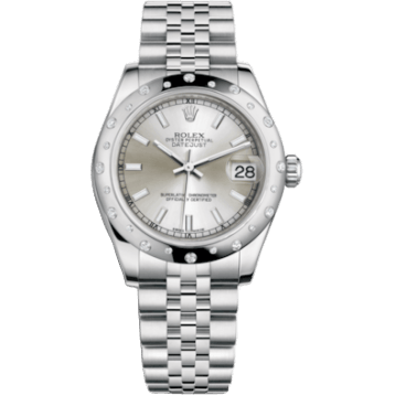 Rolex Datejust 31 Stainless Steel Domed Diamond / Jubilee / Silver 178344-0063
