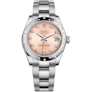 Rolex Datejust 31 Stainless Steel Domed Diamond / Oyster / Pink - Diamond 178344-0067