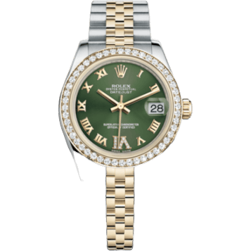Rolex Datejust 31 Rolesor Yellow Diamond / Jubilee / Green Roman 178383-0005