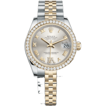 Rolex Datejust 31 Rolesor Yellow Diamond / Jubilee / Silver Roman 178383-0007
