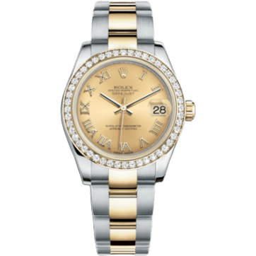 Rolex Datejust 31 Rolesor Yellow Diamond / Oyster / Champagne Roman 178383-0023