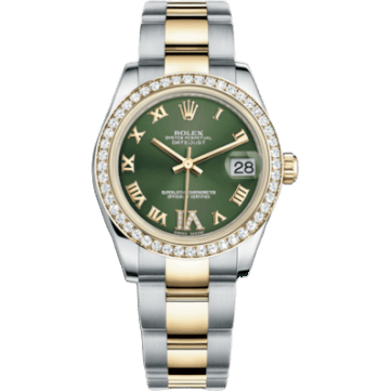 Rolex Datejust 31 Rolesor Yellow Diamond / Oyster / Green Roman 178383-0043
