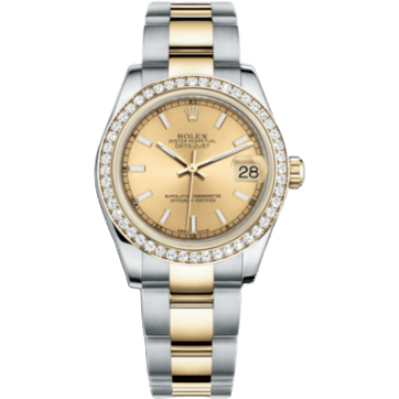 Rolex Datejust 31 Rolesor Yellow Diamond / Oyster / Champagne 178383-0048